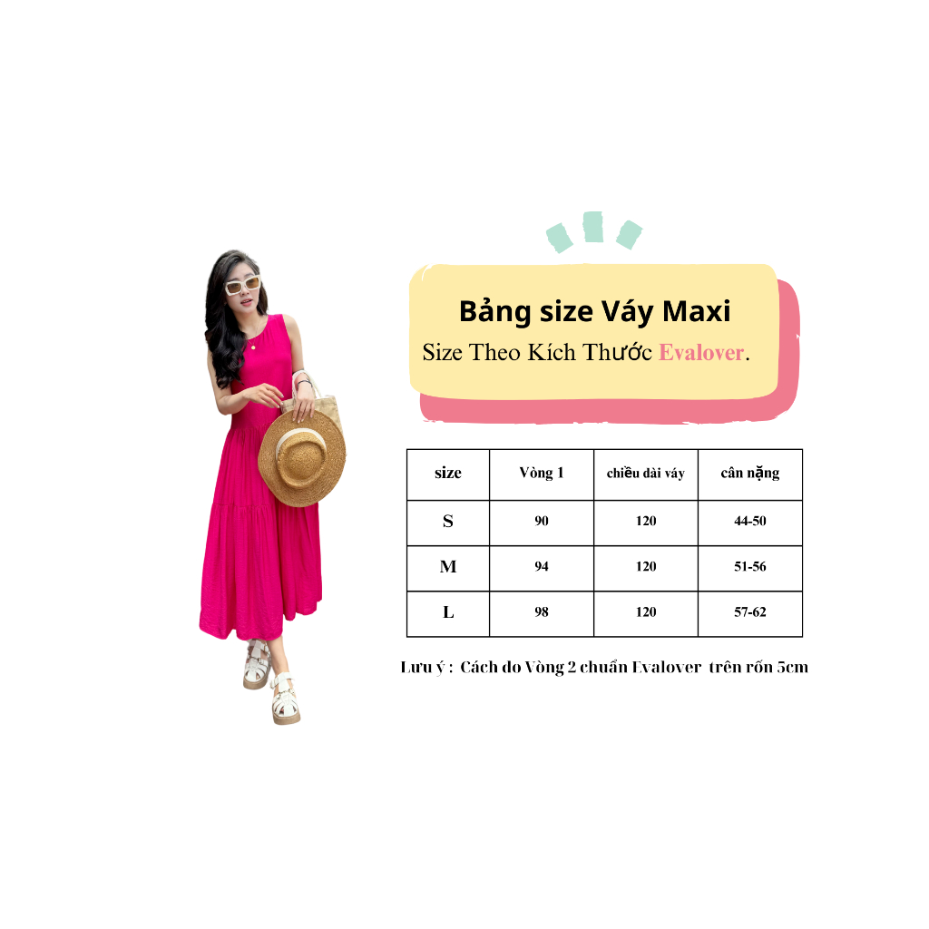 Ảnh Váy sát nách dáng dài kiểu maxi 3 tầng chất đũi mềm mát  thấm hút mồ hôi Evalover 4
