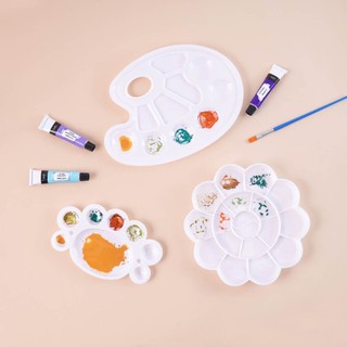 Khay Pha Màu Nước, Palette Đựng Màu ARTMATE Chuyên Dụng, Nhựa Trắng Hình Hoa, Con Cá, Con Cua AM-PT0001/2/3