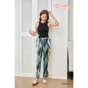 Quần dài nữ SUNFLY chất lanh dáng suông dài SFQ2034