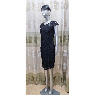 Đầm ren may hoa 3D đen XSCAPE