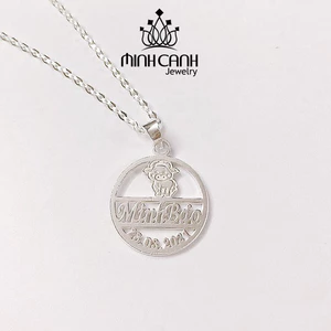 Dây Chuyền Bạc Viền Tròn Cắt Chữ Theo Yêu Cầu Cho Bé - Minh Canh Jewelry