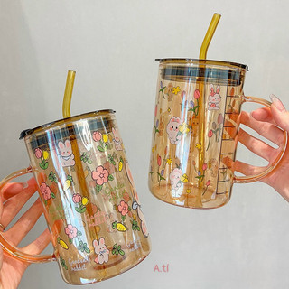 T&T0040 Cốc thuỷ tinh Borosilicate 1000ml hoạ tiết có chia vạch siêu tiện lợi