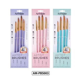 Bộ Cọ Vẽ Màu Nước ARTMATE Cao Cấp Gồm 4 Món, Đầu Cọ Làm Từ Sợi Lông Nhân Tạo Dùng Tô Màu, Vẽ Tranh AM-PBS001/2/3/4