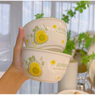 T&T0042 Set 2 bát 2 thìa sứ cao cấp hình trái bơ siêu cute sang chảnh đóng xốp từng set