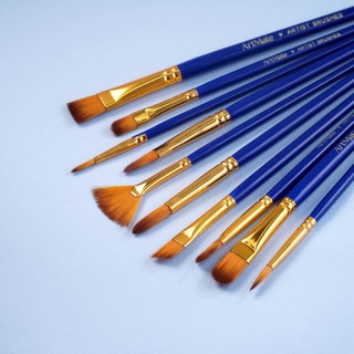 Bộ 10 Cọ Vẽ Màu Nước ARTMATE Chuyên Dụng, Bộ 10 Đầu Cọ Lông Nhân Tạo Thân Gỗ Dùng Tô Tranh Tô Màu AM-PBS005