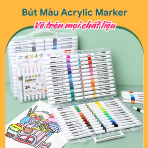 Vẽ trên mọi chất liệu- Bút Màu Acrylic Marker 12/24/36/48/60 Cao Cấp Màu Sắc Tươi Sáng