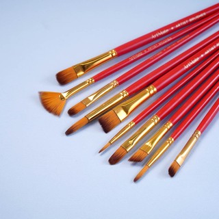 Bộ 10 Cọ Vẽ Màu Nước ARTMATE Chuyên Dụng, Bộ 10 Đầu Cọ Lông Nhân Tạo Thân Gỗ Dùng Tô Tranh Tô Màu AM-PBS005