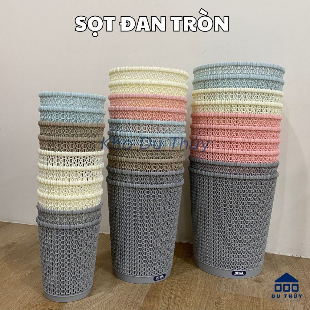 Sọt rác nhựa màu trắng, hồng, nâu, xanh pastel, xám 3 size lựa chọn ...