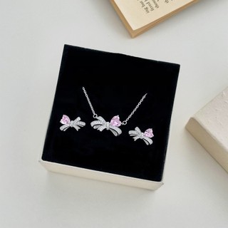 Dây chuyền bạc nữ LAMY Teardrop Bow Pink Necklace 6330
