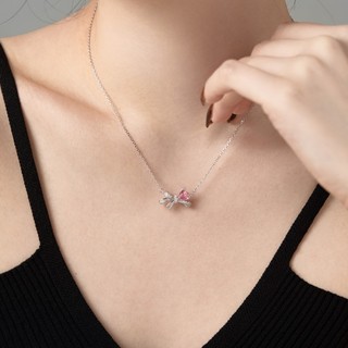 Dây chuyền bạc nữ LAMY Teardrop Bow Pink Necklace 6330