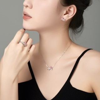 Dây chuyền bạc nữ LAMY Teardrop Bow Pink Necklace 6330