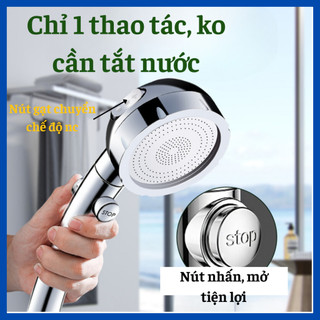 HCM Bát Sen Tắm 3 Chế Độ Nước Có Nấc Điều Chỉnh, vòi sen, tay sen tăng áp mạ Crom cao cấp + dây sen