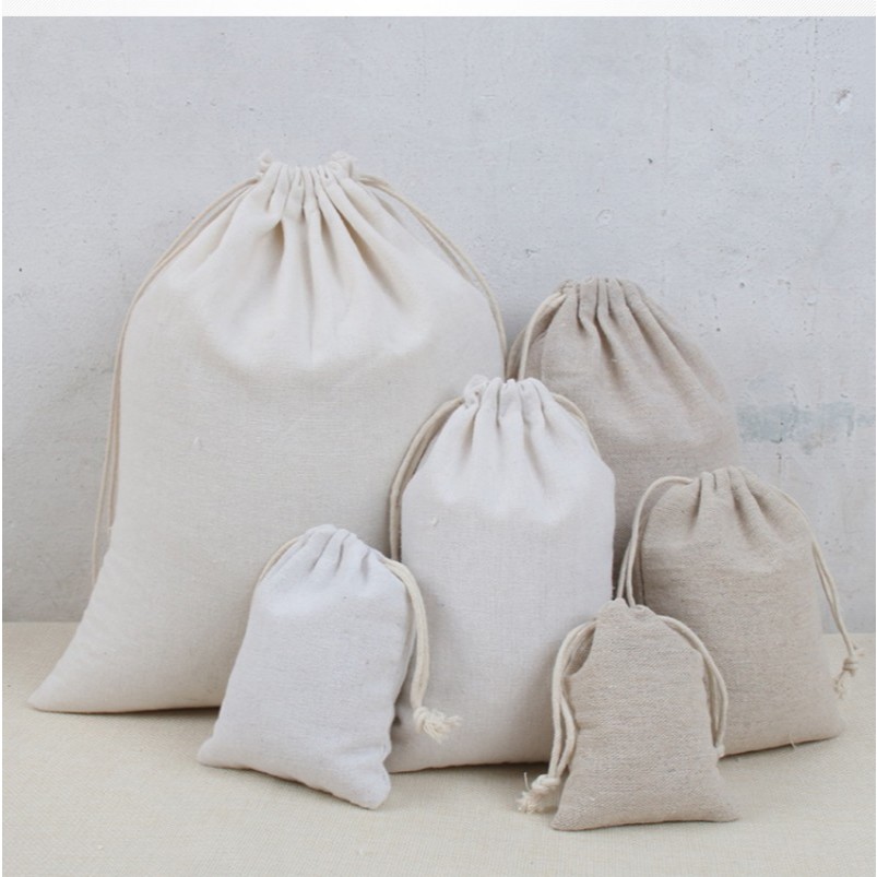 Túi vải lanh vải canvas có dây rút làm ruột túi len | Shopee Việt Nam