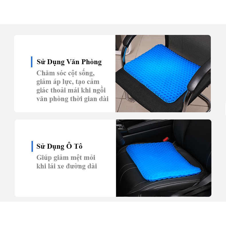 Đệm Ngồi Silicon 2 Lớp Cao Cấp, Đệm Silicon Thoáng Khí 3D Lót Mông Thoáng Khí Chống Đau Mỏi - ảnh 3
