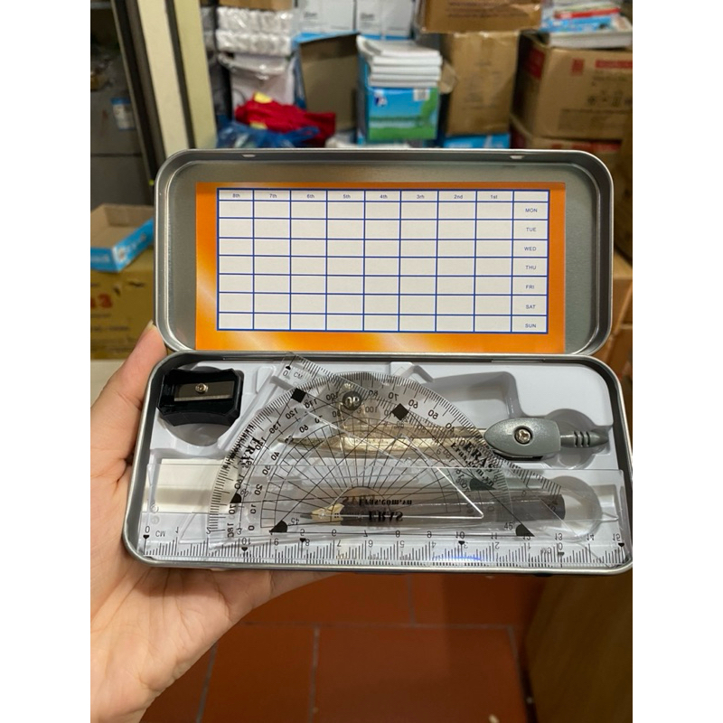 Bộ Compa Eke Thước kẻ hộp sắt - 7 món - Mã E216 Eras | Shopee Việt Nam