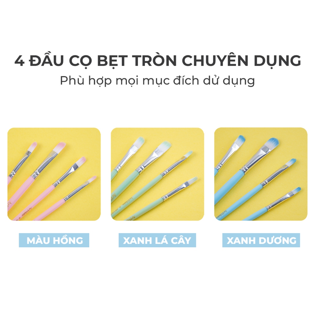 Cọ Vẽ Màu Nước Classmate Bộ Cọ Vẽ Nhựa Đầu Vuông 4 Món, Đầu Cọ Mềm Dùng Tô Tượng,  Tô Màu, Vẽ Tranh Màu Acrylic  PBS002