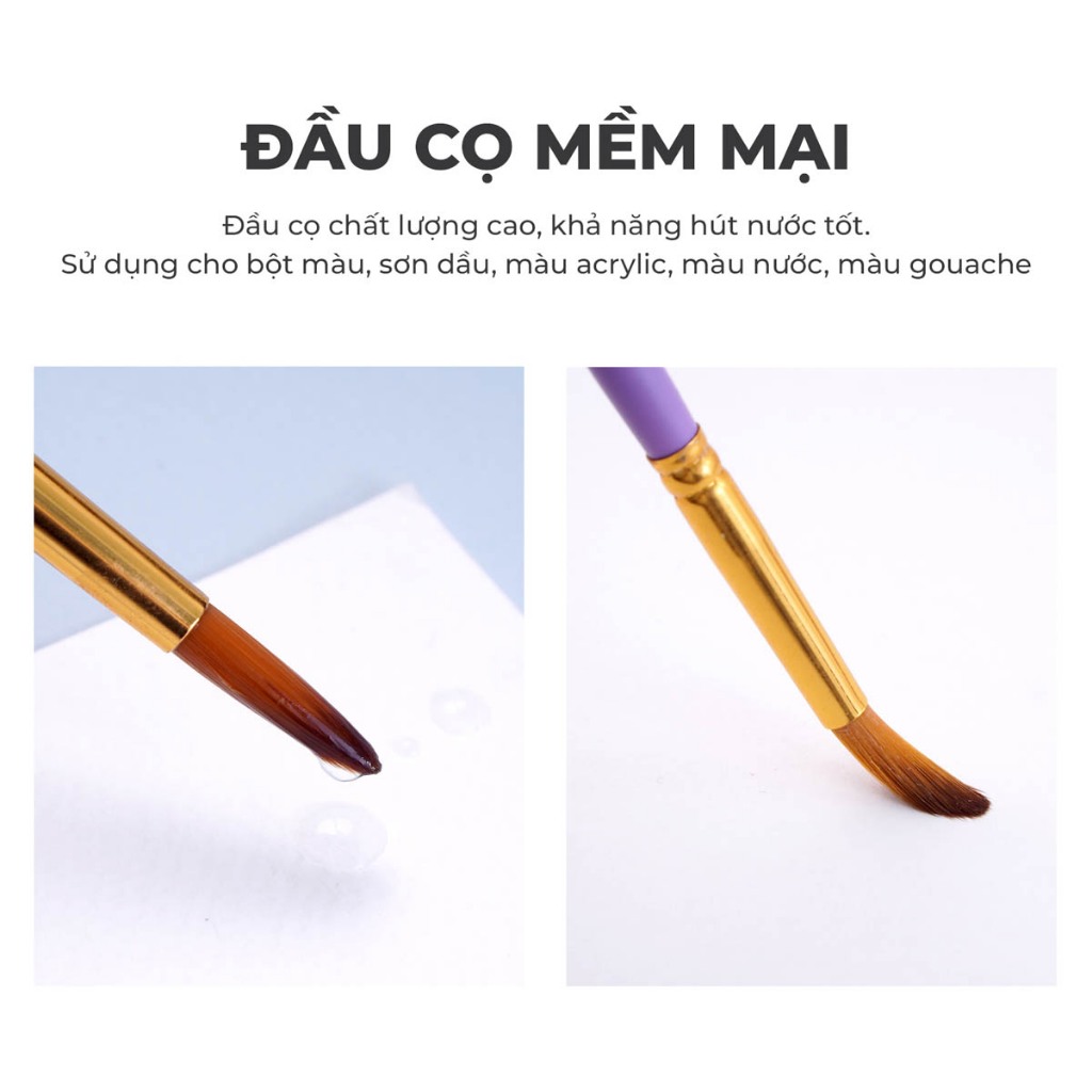Cọ Vẽ Màu Nước Classmate Bộ Cọ Vẽ Gỗ Đầu Tròn 4 Món, Đầu Cọ Mềm Tô Màu Vẽ Tranh Tô Tượng Dùng Với Nhiều Loại Màu PBS003