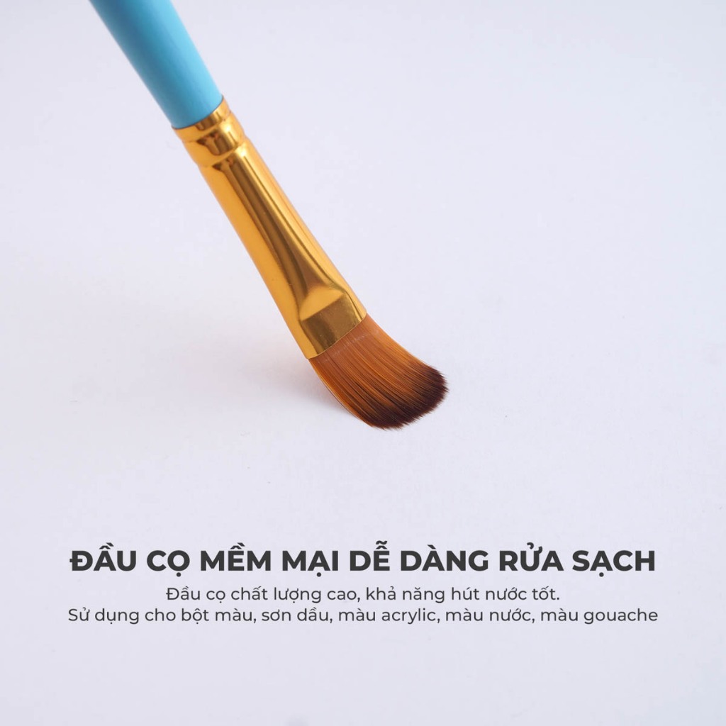 Bộ Cọ Vẽ Màu Nước Classmate Cọ Vẽ Gỗ Đầu Vuông 4 Món, Đầu Cọ Mềm Dùng Với Nhiều Loại Màu, Vẽ Tranh, Tô Màu AM-PBS004