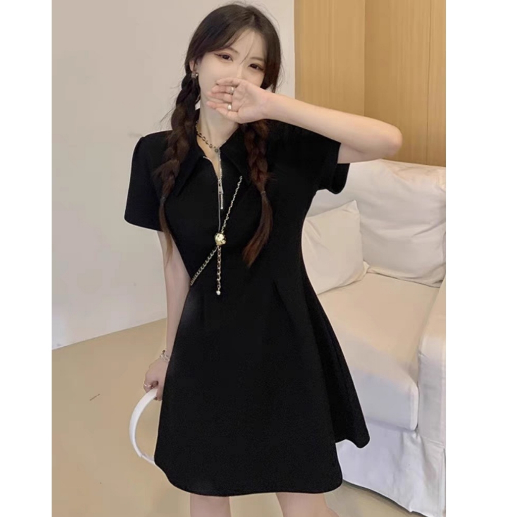 Ảnh Đầm Polo Bigsize Nữ Tay ngắn Dáng Xòe Có Khóa Kéo Thanh Lịch Vải Thun Gân Co Giãn G98 1