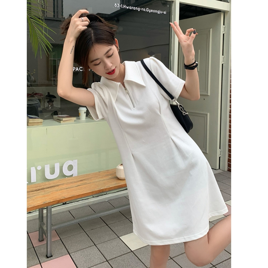 Ảnh Đầm Polo Bigsize Nữ Tay ngắn Dáng Xòe Có Khóa Kéo Thanh Lịch Vải Thun Gân Co Giãn G98 3