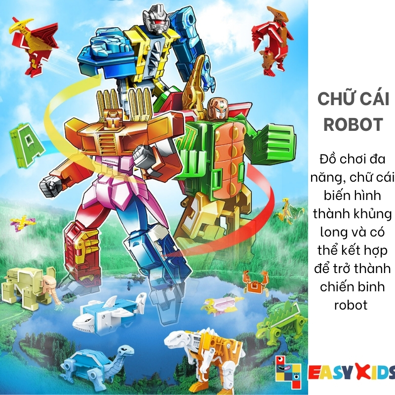 Đồ Chơi Bảng Chữ Cái Số Và Dấu Biến Hình Lắp Ghép Chiến Binh Robot