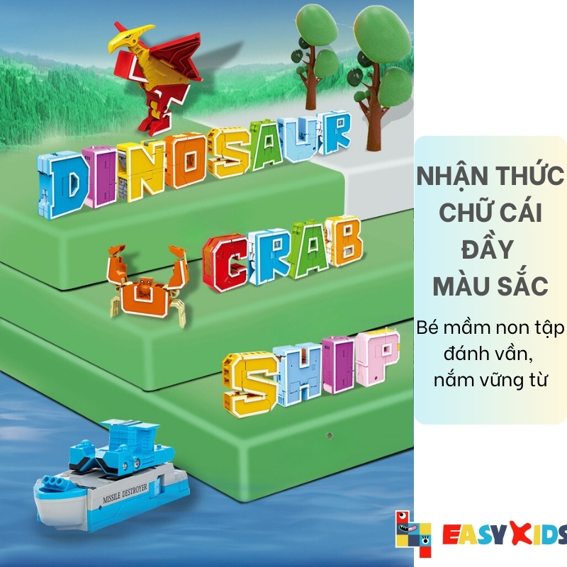 Đồ Chơi Bảng Chữ Cái Số Và Dấu Biến Hình Lắp Ghép Chiến Binh Robot