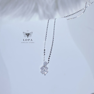 Dây chuyền nữ bạc ta, dáng dây chặn 4 lá trắng dày dặn, sang chảng SK636