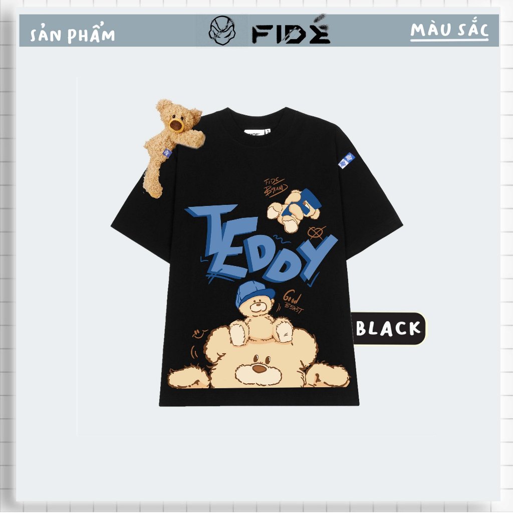 Ảnh Áo thun FIDE TEDDY phông unisex form rộng local brand nam nữ cổ tròn oversize Đínhgấu AT43(TẶNG GẤU) 4