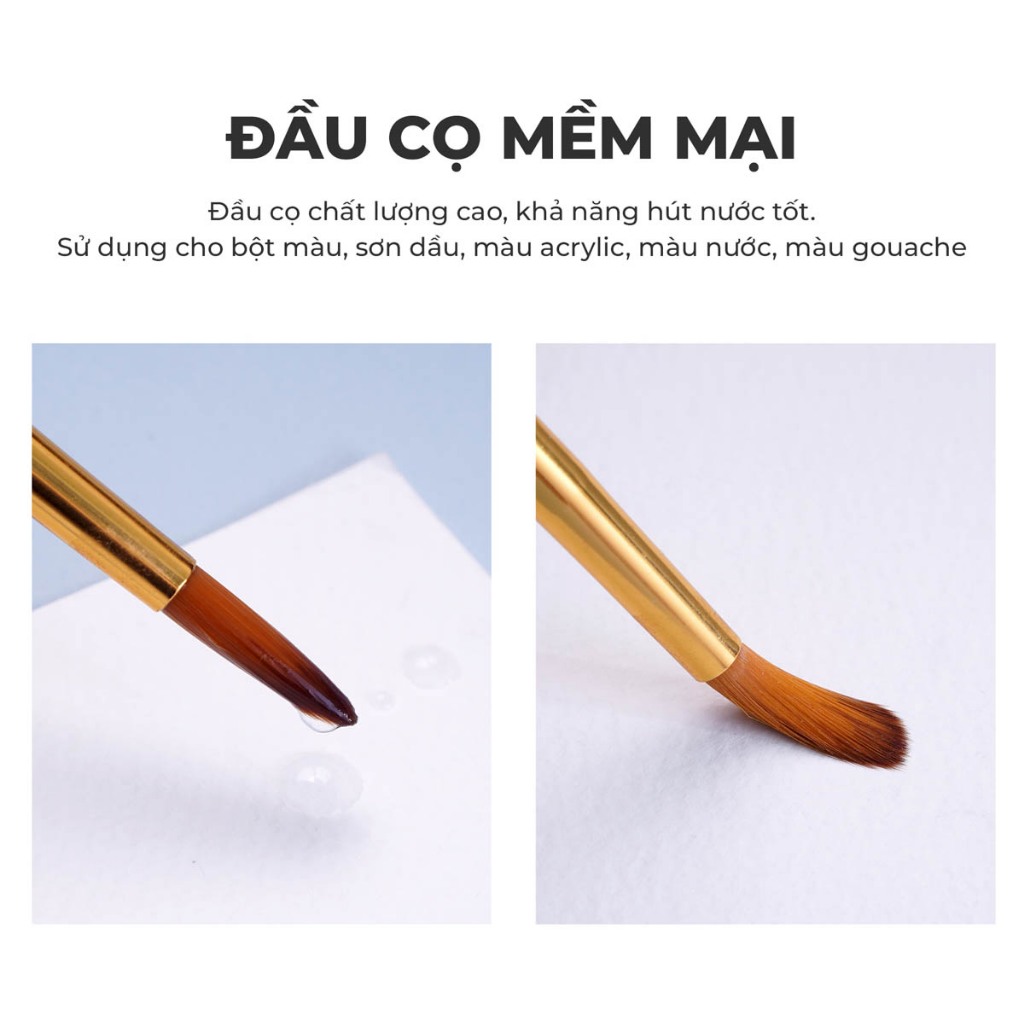 Bộ Cọ Vẽ Màu Nước Classmate Cọ Vẽ Gỗ 10 Món Đa Dạng Đầu Lông Tô Màu, Vẽ Trang, Tô Tượng Dùng Với Nhiều Loại Màu PBS005