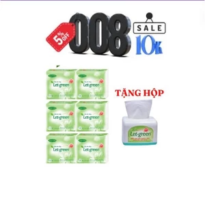Lốc 6 gói Khăn giấy vệ sinh Let-green 130 tờ/gói - Tặng kèm hộp nhựa để bàn