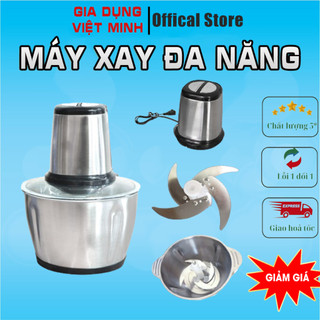 Máy Xay Đa Năng Inox 304 4 Lưỡi Dao Thép 2L - Xay Thịt Xay Cua Xay Cá, Sinh Tố An Toàn Tiện Dụng