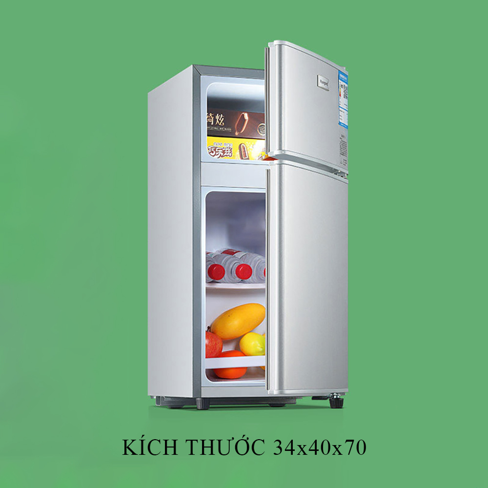 Tủ lạnh mini, tủ lạnh 2 cánh làm lạnh nhanh ngăn đá và ngăn lạnh giữ đồ luôn tươi mới, siêu nhỏ gọn tiết kiệm điện