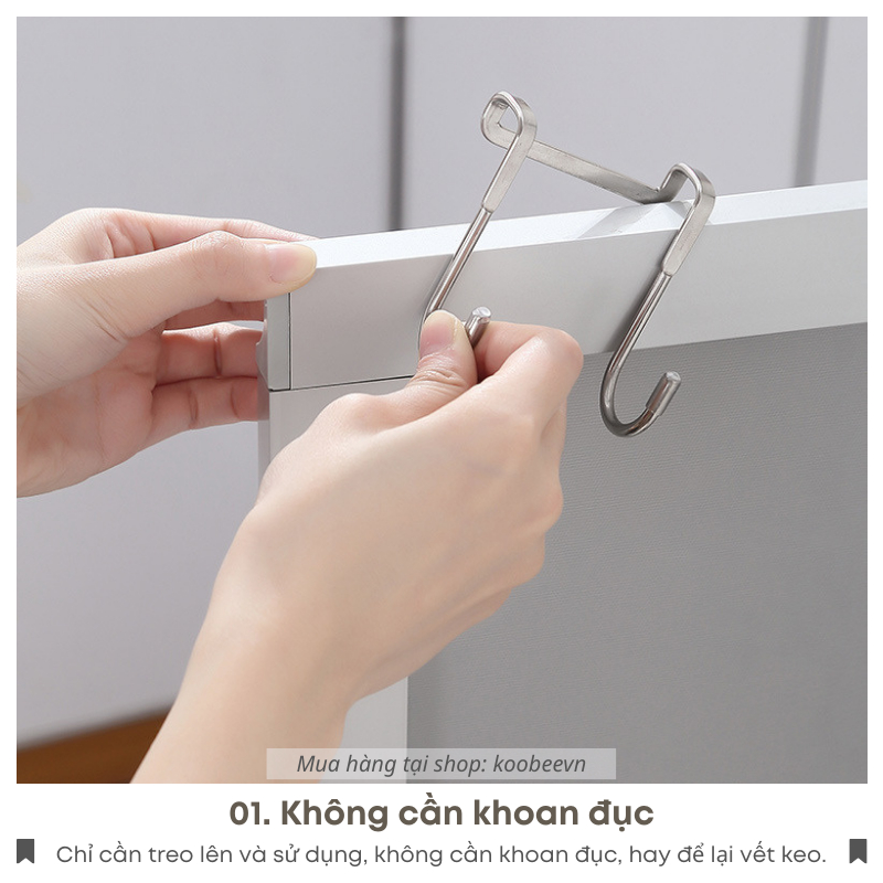 Móc Treo Đồ Đôi Hình Chữ S Gắn Cửa, Ngăn Kéo Tủ INOX 304 Cao Cấp KOOBEE- Treo Khăn Lau, Đồ Dùng Nhà Bếp, Phòng Tắm | 094