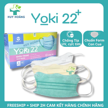 [Deal 50C] Khẩu trang Cua Yoki 22+ kiểu KF94, Khẩu trang y tế thời trang chống bụi mịn và tia UV