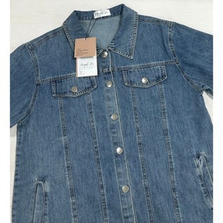 Đầm Nữ Denim Dáng Suông Dài Tay Ngắn Có Cúc Màu Xanh Đậm Phong Cách Đơn Giản Năng Động