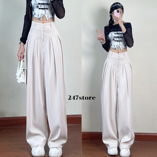 Quần ống rộng hai cạp kép chất gold cao cấp mềm mát chuẩn form đi làm đi học - 247store