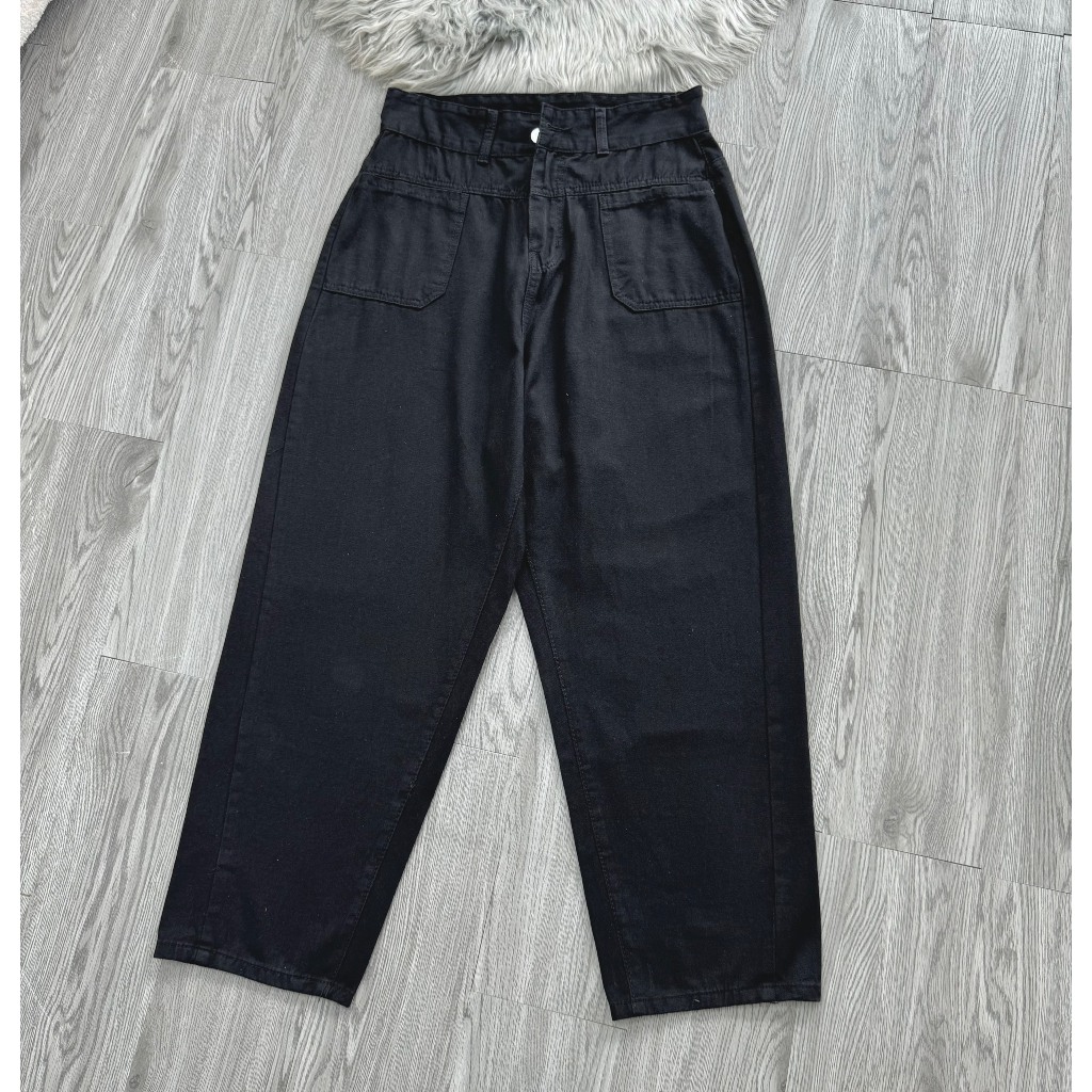 Quần Bò Bigsize Nữ,Quần Baggy Jean Nữ Lưng Cao Phong Cách, Quần Cạp Cao Vùa Phải Chất Bò Mịn Đẹp J8