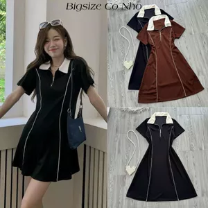 Đầm Kiểu Polo Bigsize Nữ Tay Ngắn,Đầm Thời Trang Big Size Dáng Xòe Chất Vải Mềm Mịn Mặc Mát G93