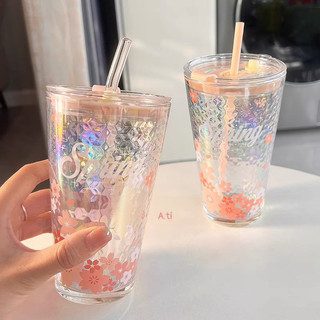 T&T0046 Cốc ly thuỷ tinh óng ánh phiên bản hoa anh đào