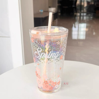 T&T0046 Cốc ly thuỷ tinh óng ánh phiên bản hoa anh đào