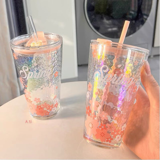 T&T0046 Cốc ly thuỷ tinh óng ánh phiên bản hoa anh đào