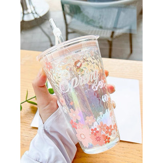 T&T0046 Cốc ly thuỷ tinh óng ánh phiên bản hoa anh đào