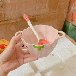 T&T0047 Set bát sứ cao cấp kèm thìa dâu xinh xinh