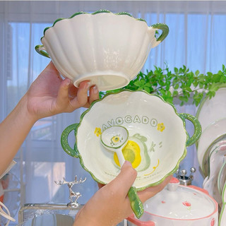 T&T0050 Set bát sứ cao cấp kèm thìa hình quả bơ cute