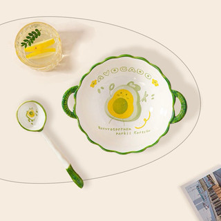 T&T0050 Set bát sứ cao cấp kèm thìa hình quả bơ cute