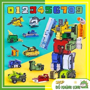 Xe Biến Hình Robot Bộ Từ Số 0 - 9 Đồ Chơi Robot Số Biến Hình Từ Xe Thành Robot Đồ Chơi Cho Bé Trai - BỐ KHỦNG LONG