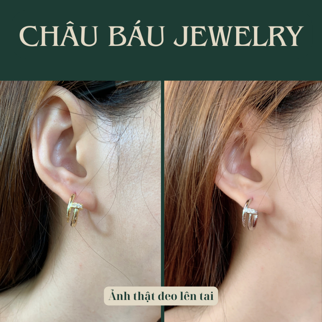 [Ảnh & Clip thật] Bông tai đinh đính đá - chiếc đinh uốn cong bông tai unisex độc đáo