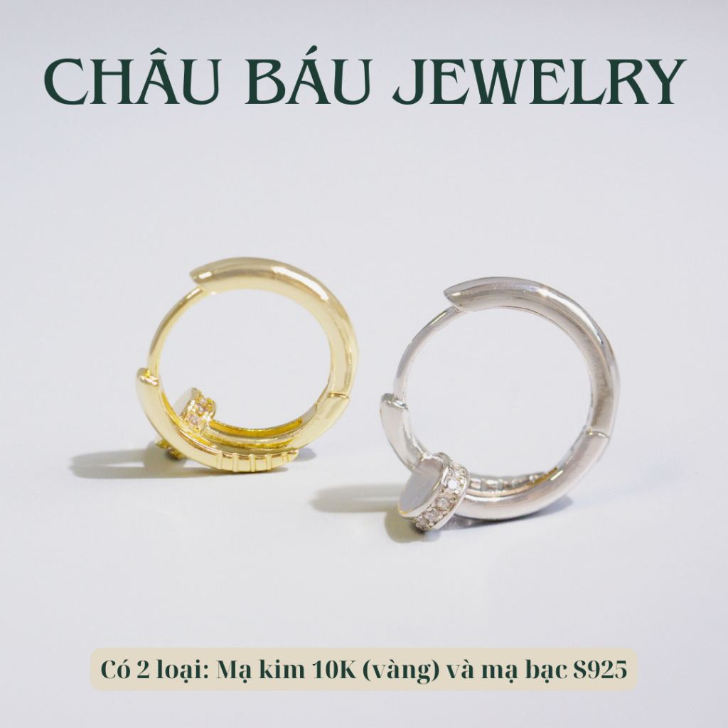 [Ảnh & Clip thật] Bông tai đinh đính đá - chiếc đinh uốn cong bông tai unisex độc đáo