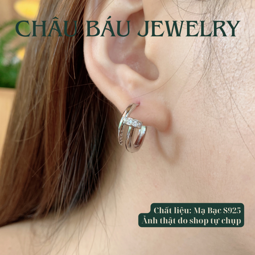 [Ảnh & Clip thật] Bông tai đinh đính đá - chiếc đinh uốn cong bông tai unisex độc đáo
