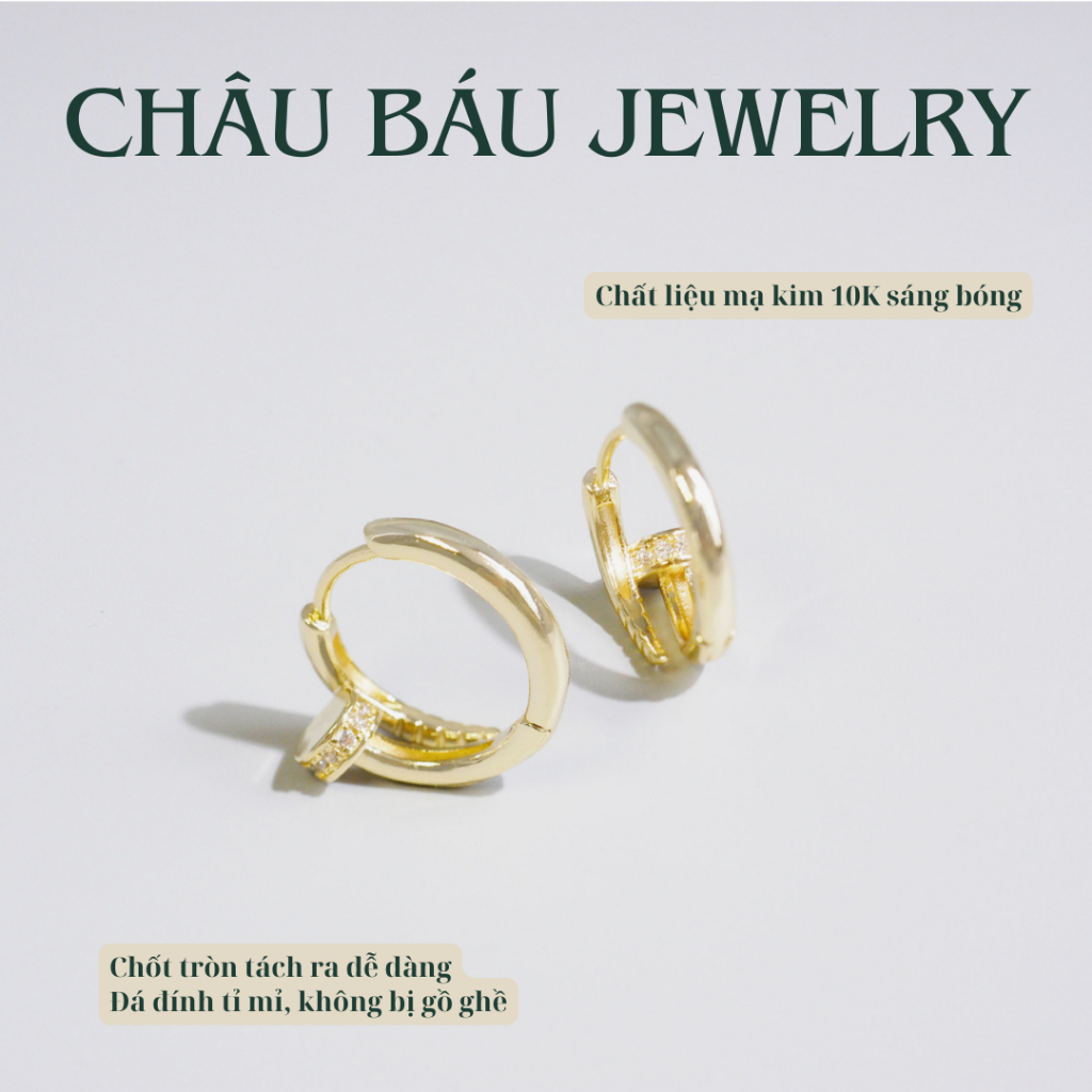 [Ảnh & Clip thật] Bông tai đinh đính đá - chiếc đinh uốn cong bông tai unisex độc đáo